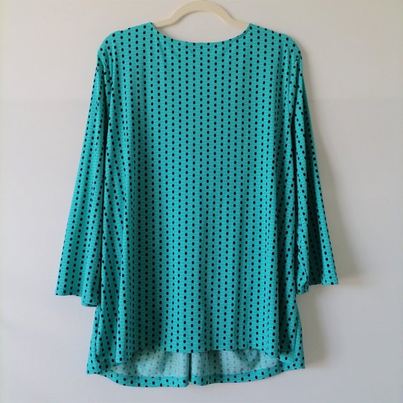 Liz Claiborne Womens Auqa Blue Twist Front V Neck Blouse Top Plus Size 3X - Picture 2 of 5